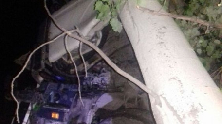 Рятувальники вивільнили автомобіль, що внаслідок аварії застряг між електроопорою та деревами