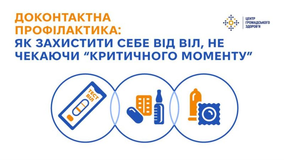 Інформаційний плакат Центру громадського здоров’я про доконтактну профілактику ВІЛ із написом: «Як захистити себе від ВІЛ, не чекаючи 